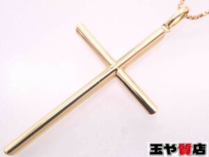 美品 クロスペンダント ベネチアンネックレス 750 K18YG イエローゴールド