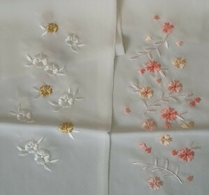 着物　半衿　刺繍花柄　２枚セット　新品　未使用品　