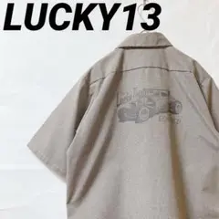 LUCKY13 REDKAP 半袖 ワークシャツ チェック バックプリント 刺繍