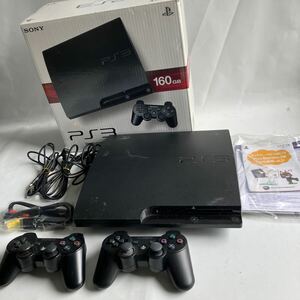 □【500円スタート】SONY ソニー PlayStation3 PS3 チャコールブラック CECH-3000A コントローラー2点・取扱説明書付き