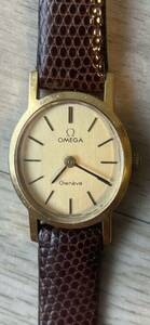 動作品　美品　オメガ ジュネーブ 手巻き ゴールド文字盤 レディース腕時計 ブランド時計Geneve OMEGA 