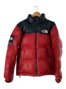 Supreme◆ダウンジャケット/S/羊革/RED/無地/NF0A3CAD/LEATHER NUPTSE JACKET JK