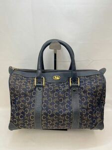 KT0126 CELINE/セリーヌ ミニボストンバッグ Cマカダム柄 ロゴ 総柄 ブラック レザー×キャンバス 経年保管品