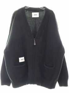 ダブルタップス WTAPS 22AW PALMER SWEATER BLACK 3 222MADT-KNM04 ジップ カーディガン ブラック 【ブランド古着ベクトル】240409 ☆AA★