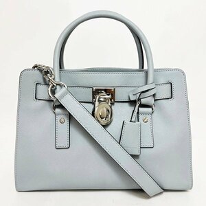 美品 MICHAEL KORS マイケルコース シルバーチェーン 2WAYショルダーバッグ ライトブルー シルバー金具 ハンドバッグ 肩掛け 中古 HK0137