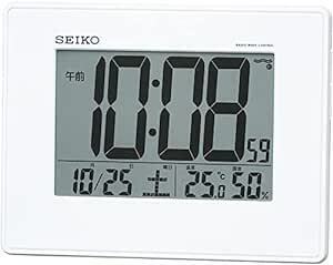セイコー クロック 目覚まし時計 電波 デジタル 掛置兼用 カレンダー 温度 湿度 表示 大型画面 白 パール SQ770W SE