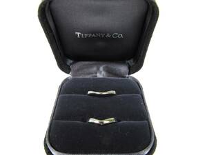 ティファニー TIFFANY＆Co. プラチナ Pt950 約16号/７号 エルサ ペレッティ カーブドバンド リング ペア 指輪 美品 ケース ハート USED品 