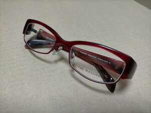 未使用 増永眼鏡㈱ THE　MASUNAGA サーモントブロー系 眼鏡 メガネフレーム サイズ: 53□18-135　レッド（ワイン）系