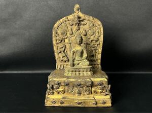 特別委託出品　仏教美術 中国古玩　銅鍍金観音菩薩坐像　中国美術　高さ25cm 仏像　売り切り