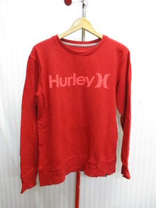 Hurley　ハーレー　ビッグロゴスウェットトレーナー　メンズS　赤　スウェットジャージトップ　長袖カットソー　10271
