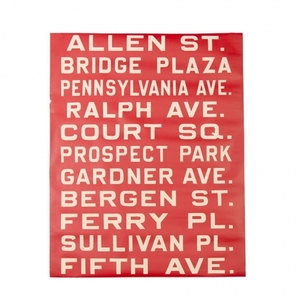 ヴィンテージ ニューヨーク バスサイン バスロールサイン 赤 アート アメリカ ビンテージ 本物 インテリア 雑貨