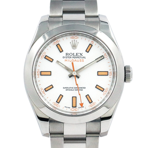 ロレックス（ROLEX）ミルガウス 116400 ホワイト文字盤 2008年頃の製造/V番 腕時計 メンズ 中古