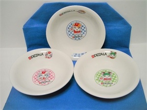 ◆非売未使用品！ ＰIZZA-ＬAピザーラ　ハム太郎　丸深皿/陶器製　3枚