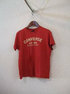converse赤プリントTシャツ　サイズ150（USED）80414②