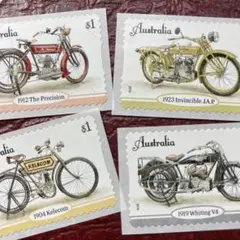 52461セール現品限り　外国切手未使用　オーストラリア発行バイク4種揃