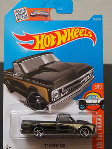 HOT WHeeLs CHEVY C10 1967 PICKUP 黒 カラー バリエ シェビー ミニカー ピックアップ ローダウン SHOP TRUCK LOWDOWN ホットウィール