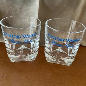 未使用品・サントリーウイスキー　エクストラ　ゴールド　グラス2個・ロックグラス ・ガラス製 ・昭和レトロ ・レア　ノベルティ