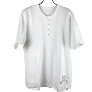VISVIM(ビズビム) Collarless Horserider Pattern T Shirt (white)