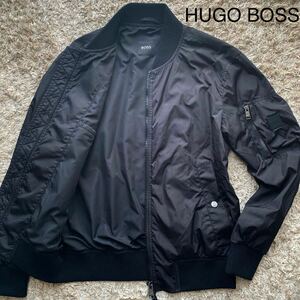 未使用級/L相当/HUGO BOSS ヒューゴボス ブルゾン ナイロンジャケット ジャケット 腕ロゴ メンズ ブラック 黒 アウター メンズ 軽量 春物