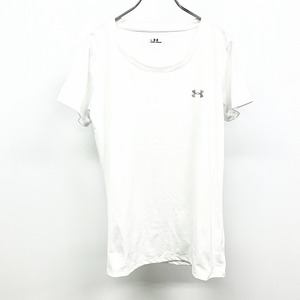 アンダーアーマー UNDER ARMOUR Tシャツ ワンポイントロゴプリント Uネック 半袖 ショートスリーブ ポリ100% XL ホワイト 白 レディース