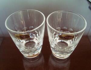 酒器　日本酒　盃　さかずき　ウィスキー等　グラス　OTK グラス　カットがおしゃれなショットグラス　２個漂白済