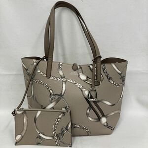 □460 LAUREN RALPH LAUREN ローレン ラルフローレン トートバッグ ベージュ ブラウン レディース 大容量 鞄 美品