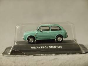 1/64 日産 パオ (PK10) キャンバストップ 1989年 アクアグレー コナミ Car of the 80’s EDITION RED