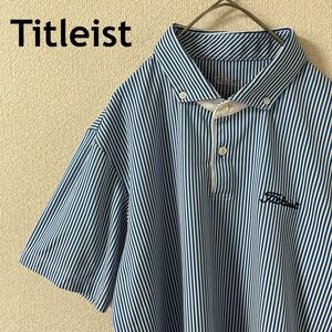 L3 TITLEST ポロシャツ　ストライプ　ゴルフウェア　Ｌメンズ 半袖
