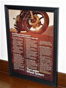 1976年 USA 洋書雑誌広告 額装品 Lester Wheel / 検索用 HONDA GL1000 ホンダ 店舗 ガレージ 看板 サイン ディスプレイ 装飾 (A4size)