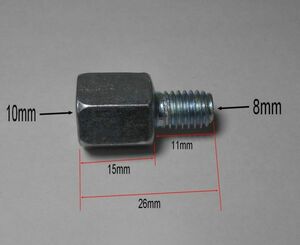 ★バックミラー ネジ径変換アダプタ―バイク側8mm正ネジを10mm正ネジへ★即決1個150円送料120円