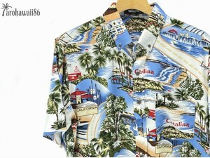 arohawaii86◆AH-3384 XL【California/ライトブルー系】半袖シャツ/夏/ヴィンテージ/アロハシャツ/柄シャツ