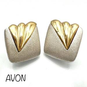 AVON｜エイボン イヤリング【アクティ】ゴールドカラー マット/シルバーカラー スクエア ヴィンテージ ブランド et978