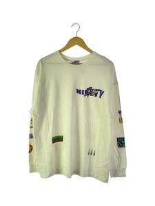 9090◆長袖Tシャツ/L/コットン/ホワイト/総柄/NN1312