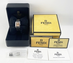 1円～ FENDI フェンディ クラシコ QZ ピンク文字盤 純正SSベルト 腕時計 クォーツ 005-7000L-988