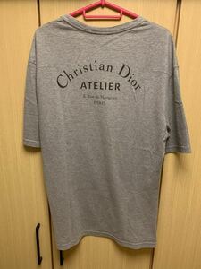 正規 18AW Dior Homme ディオールオム KRIS VAN ASSCHE クリスヴァンアッシュ ATELIER アトリエ ロゴ Tシャツ 灰 S 863J621I2712