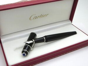 1000円スタート 万年筆 Cartier カルティエ ディアボロ ペン先18K 750刻印 ブラック×シルバー 付属品付 文房具 筆記用具 WHO Z60003