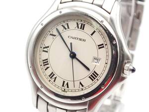 稼働品☆1円～☆Cartier カルティエ QZ メンズ腕時計 COUGAR クーガー 987904 デイト シルバーカラー/18419-150