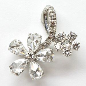 ◆Pt950 天然ダイヤモンドペンダントトップ◆M 約1.1g 0.45ct diamond pendant ローズカット ジュエリー DG0/DG0