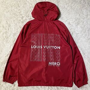 定価30万/L相当！LOUIS VUITTON ルイヴィトン 18AW LVリスト グラフィック ナイロン アノラック パーカー 絹 シルク 赤 レッド メンズ 48 