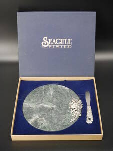 ●○SEAGULL PEWTER/シーガルピューター チーズカッティングボード チーズプレート チーズナイフ セット 大理石 カナダ 錫製品 ○●