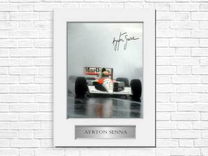 海外　限定品　送料込み　アイルトン・セナ　F1 複製サイン　フレームポスター 　2