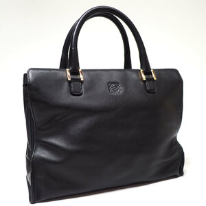 AA978 LOEWE ハンドバッグ レザー アナグラム ゴールド金具 ブラック