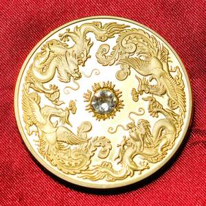 鳳凰 龍 CZダイヤモンド付き 金貨 記念メダル 美品 メダル 金 ゴールド 24KGP レプリカ コイン 