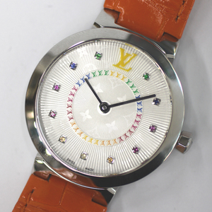 【LOUIS VUITTON】ルイ ヴィトン　タンブール スリム MM レインボー 日本限定 QA159Z クォーツ　レディース 腕時計　美品