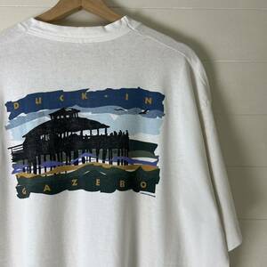 90s USA製 白 バックプリントTシャツ 半袖Tシャツ FRUIT OF THE LOOM フルーツオブザルーム アメリカ製 古着 vintage ヴィンテージ XXL