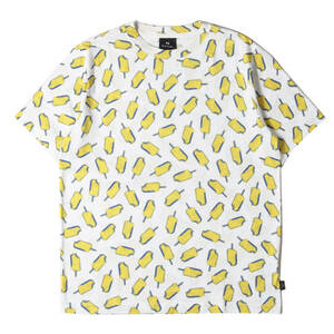 美品 Paul Smith ポールスミス Tシャツ サイズ:L グラフィック プリント クルーネックTシャツ 総柄 PS ホワイト イエロー 日本製