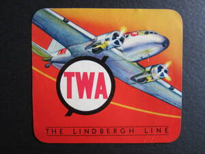 TWA■THE LINDBERGH LINE■ダグラス DC-3■ラゲッジラベル■1937年