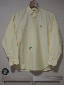 Ralph Lauren　The Big Oxford　ラルフローレン　ビッグオックスフォード　長袖BDシャツ　160　イエロー単色　綿100%　予備釦2　小杉産業㈱