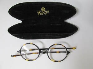 ⑫古い本べっ甲 眼鏡　ロイドメガネ 鼈甲眼鏡 Matsuya マツヤ購入★古い時代の銀座松屋のケース付 鼈甲めがね 丸めがね 少し虫食い有 