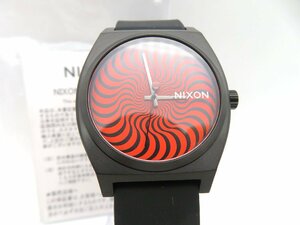 1円◆稼働◆ ニクソン SPITFIRE ブラック/レッド クオーツ メンズ 腕時計 保 O611